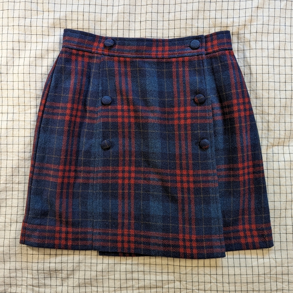 High-waisted Plaid Wool Mini Skirt Gap